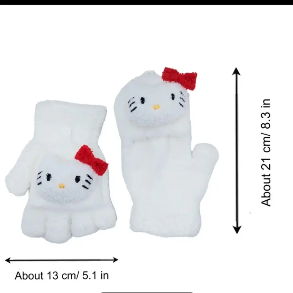 Hello Kitty White plush Gloves, NEW